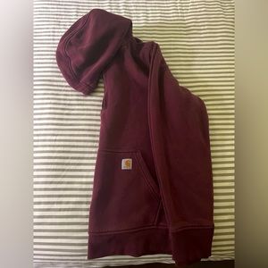 Carhartt heavyweight half-zip hoodie, maroon, relaxed fit, unisex